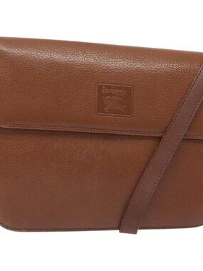 Authentic Burberrys Shoulder Bag Leather Brown Gold